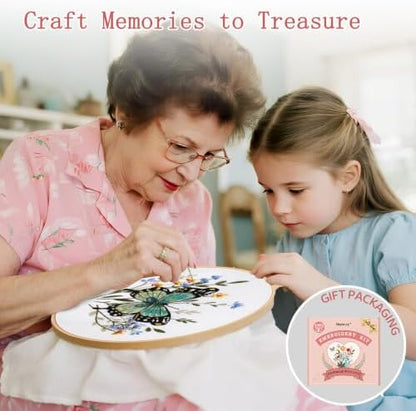 Meyocky Butterfly Flower Embroidery Kit for Beginners with Stitch Videos - Image 5