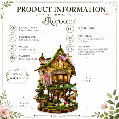 Roroom DIY Miniature House Kit, Fairy-Tale Treehouse Dollhouse Kit - Image 2