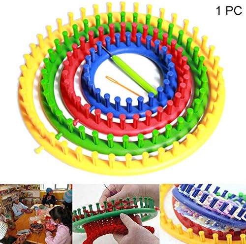 Kakalote Round Knitting Looms Set, Craft Kit Tool with Hook Needle and Crochet, Round Plastic Knit Quick Loom Set, for Loom Knitting Hats, Scarves Shawl Sock Blankets & More(Yellow-29cm) - Image 6
