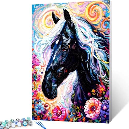 Paint by Numbers Kit for Adults Beginner, Animal Paint by Numbers Horse, DIY Easy Acrylic Watercolor Oil Painting Kit with Brushes, Arts and Crafts for Adult for Home Wall Decor, Gifts 12x16 in 9-42 - Image 4