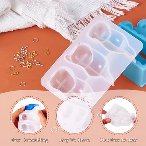 1Pcs Cat Shape Silicone Molds Cute Cat Kitten Keychain Resin Molds Pet Kitten Cabochons Silicone Mold with 20pcs Bails and 20pcs Jump Rings for DIY Earrings Keychain Jewelry Making Supplies - Image 5