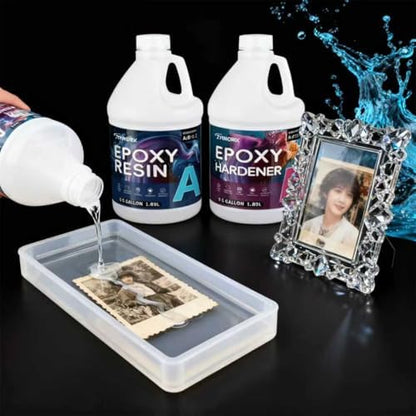 Zynnorix 2 Gallon Epoxy Resin Kit (Resin + Hardener) - Crystal Clear, UV Resistant, Non-Yellowing, Bubble Free, Food Safe for DIY Jewelry, Art, Casting, River Tables,1:1Ratio,256oz - Image 7