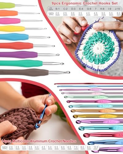 Aeelike Crochet Kit for Beginners Adults Kids, Complete Crochet Set, Winred - Image 2