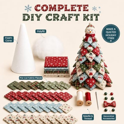 Daily Partner DIY Quilted Fabric Christmas Tree Kit, Arts and Crafts for Adults, (Snowman) - Image 2