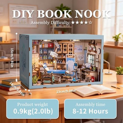 fifijoy Book Nook Kit - Doctors Office DIY Miniature House Dollhouse Kit for Adults and Teens, Booknook Mini Doctors Clinic Bookshelf Insert Decor 3D Wooden Puzzle, Gifts for Family - Image 5