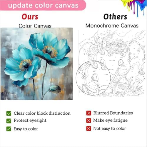 4 Pack Paint by Numbers Kit for Adults Beginners Framed - Flowers Adults Paint by Numbers Kits on Canvas with Paints and Brushes, Flowers Small Oil Paint by Number Kits for Home Decor 8 X 8 Inch - Image 6