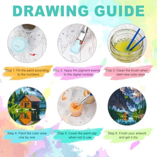 GEEHEIY Paint by Numbers Kit for Adults, Mountain Lake Cabin, 16 x 20 Inch - Image 5