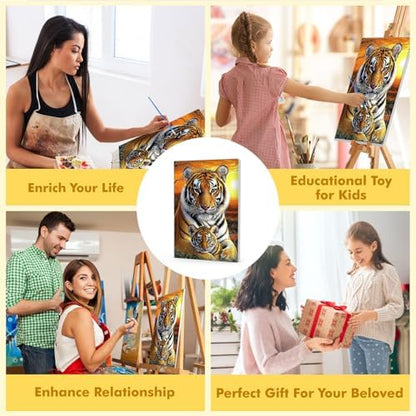 Bowetile Framed Paint by Numbers Tiger for Adults Beginners, Adults' Paint-by-Number Tiger Kits, Easy Adult Paint by Number Kits on Canvas, Acrylic Animals Number Painting for Home Decor, 8x12in - Image 5