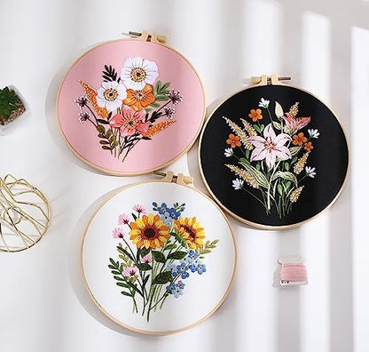 GLTAYLMY Embroidery Kit for Beginners Adults,3 Pack Cross Stitch Kits with 1 Plastic Embroidery Hoops,Needles and Color Threads,Needlepoint Kit for Hand Embroidery Starter - Image 5