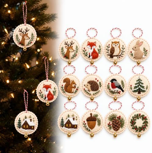 Christmas Embroidery Kit, 12PCS DIY Ornament Set for Beginners by Unknown