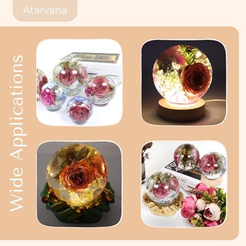 Atarvana 2 Pcs Large Sphere Resin Molds, 4.7'' & 4'' Ball Shape Silicone Molds w/ 5 Droppers & 10 Disposable Mixing Cups, Seamless Globe Epoxy Casting Mould for DIY Crafts Flower Keepsakes Home Decor - Image 5