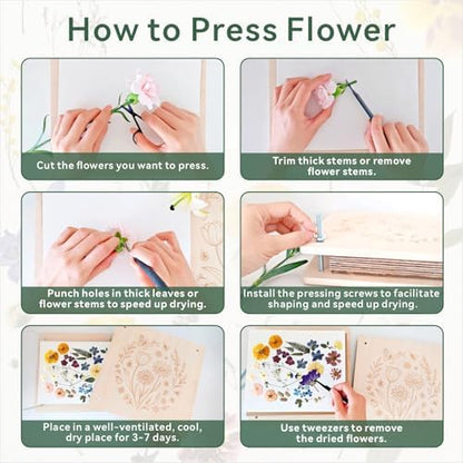 TTUGTTUG Wooden Flower Press Kit, 8.2" x 6.2" Pressed Flowers for Adult - Image 5