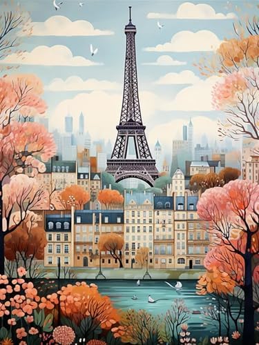 5DDIYART Paint by Numbers for Adults Beginner, Paris Eiffel Tower Paint by Number Kits on Canvas Without Framed,Paint by Easy Acrylic Painting Home Wall Decor 12x16inch by Unknown