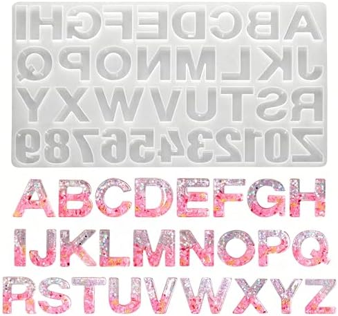 Silicone Letter Molds for Resin Casting - Alphabet Number Jewelry Making, Premium Flexible Reusable DIY Craft Molds for Beginners Teenager Adults, Epoxy Mold for Keychains Charms DIY Gifts (A-Z, 0-9) by Chinshwehaw