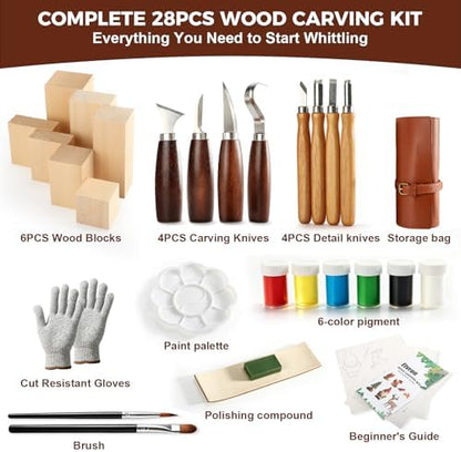 Wood Carving Kit for Beginners & Kids -Whittling Kit with Blocks and Paint - Image 2