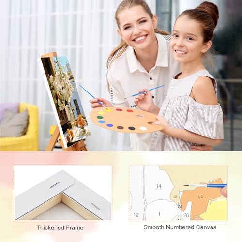 TOSTOG Jasmine Vase Framed Canvas Paint by Numbers Art Kit for Adults and Kids, Beginner Acrylic Oil Painting Supplies with Wooden Frame for Home Wall Decor 20 * 30 cm/8 * 11.8 in - Image 3