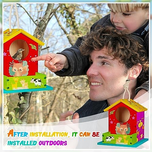 Liliful 6 Pack DIY Birdhouse Kit to Build and Paint, Wooden Bird House - Image 6