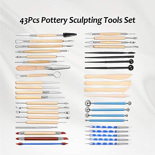 ISSEVE 43Pcs Pottery Clay Sculpting Tools Set with Stand-Up Organizer Bag - Image 6