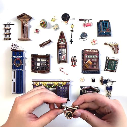 DIY Miniature House Kit, Mini House Building Kit, DIY Book Nook Kit, Tiny Model House for Adults to Build, Beginner 3D Wooden Book Nook, for Family Friends (Christmas time B) - Image 6