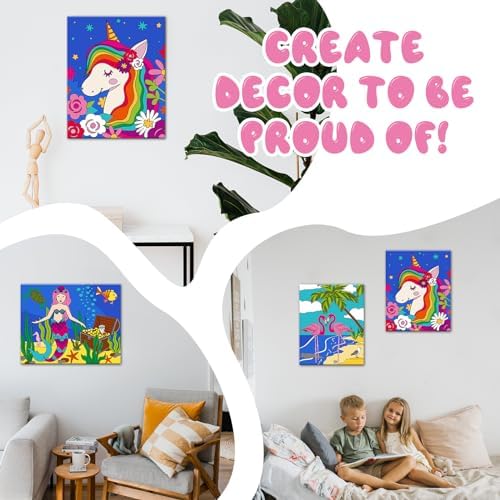 goldentime 3 Framed Canvas Paint by Numbers for Kids Ages 6 8 10 12 –Easy Paint by Numbers Kit for Kids and Adults –Unicorn Painting Kit for Girls, Mermaid Crafts for Girls Ages 6-8-12… - Image 6
