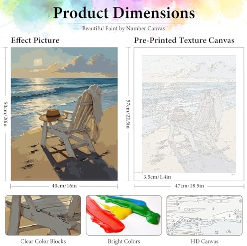 Dawnsphere Beach Paint by Numbers Kit for Adults Without Frame 16x20 in - Image 3