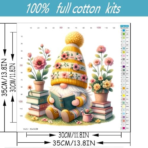Gnome Stamped Cross Stitch Kits for Adults Beginner, Flowers Counted Cross Stitch Kits Printed Stitching Cute Patterns Dimensions Needlepoint Art Crafts Embroidery Kits for Adults - Image 2