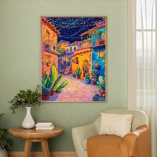XSJDBYYQ Paint by Numbers Kit for Adults Beginner,Street Oil Painting Kit Adult Paint by Number Kits on Canvas, Paint by Easy Acrylic Painting Home Wall Decor 12x16 Inch - Image 5