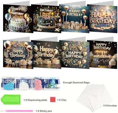8PCS DIY Diamond Art Greeting Cards Birthday Congratulations Cards & Gifts - Image 7