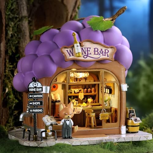 Dollhouse Miniature DIY House Kit,Mini 3D Wooden Doll House Craft Model with LED Creative Room Perfect DIY Gift for Friends, Lovers and Families (Bar) - Image 2
