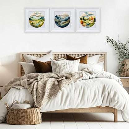 FONNUY Embroidery Kit for Beginners, Nature Hills Landscape Pre-Stamped Pattern Kits for Adults with Hoop, Easy to Follow Color Thread Needlework, 8'' Hoop (Rolling Mountains) - Image 6