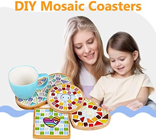 DIY Mosaic Bamboo Coasters, Blank Base Trays, Drinking Cup Coaster, Plant Coaster, Art Plate (6 Pack, Mosaic Tiles not Included) - Image 6