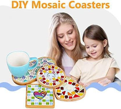 DIY Mosaic Bamboo Coasters, Blank Base Trays, Drinking Cup Coaster, Plant Coaster, Art Plate (6 Pack, Mosaic Tiles not Included) - Image 6