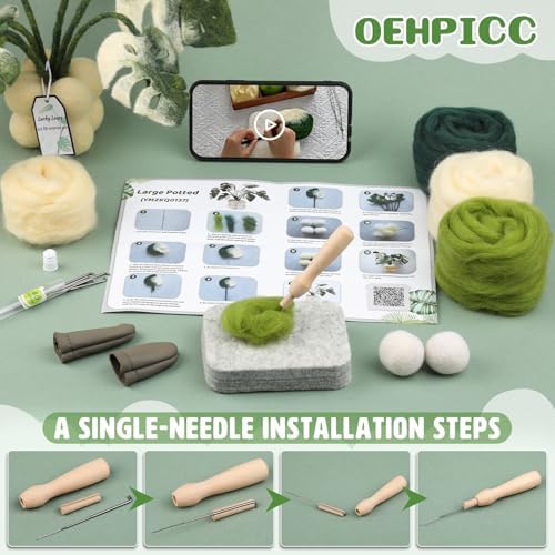 OEHPICC Needle Felting Kit for Beginners, Monstera Potted Plant Felt Kit - Image 4