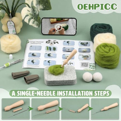 OEHPICC Needle Felting Kit for Beginners, Monstera Potted Plant Felt Kit - Image 4