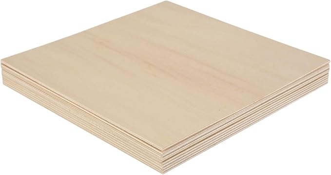 10Pcs 20X20X0.2cm Basswood Sheets Unfinished Wood Board, Rectangle Blank Wooden, Wooden Cutouts for Crafts