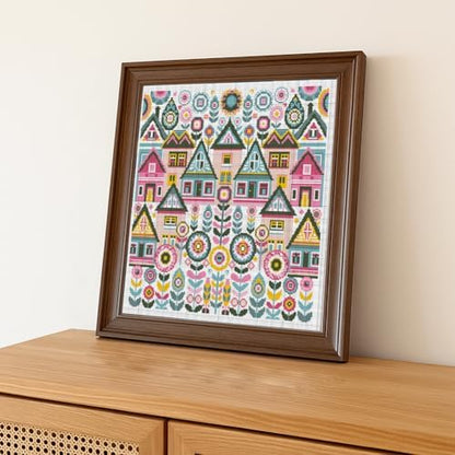 FREEBLOSS 11CT Vector Cottage Stamped Cross Stitch Kits Complete Embroidery Kits with Instruction Cross Stitch Wall Hanging Kit for Needlepoint Adults Wall Art Decoration 18x18in/45x45cm - Image 7