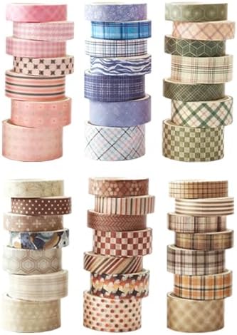 42 Rolls Vintage Stripe Washi Tape Set，Decorative Tape for Scrapbooking, Journaling, Bullet Journals, DIY Crafts, and Gift Wrapping by EverydayMomentsIntoCreative