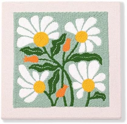 LB Green Floral Punch Needle Kit Frame, Punch Needle Kits Adults Beginner Hand Embroidery Starter Kit with Flower Pattern and Instructions Punch Needle Embroidery Kit Include Embroidery Hoop Threads by LB