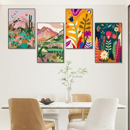 JULOUYN 4 Pack Paint by Numbers Kit for Adults Landscape with Framed 8x12in - Image 5