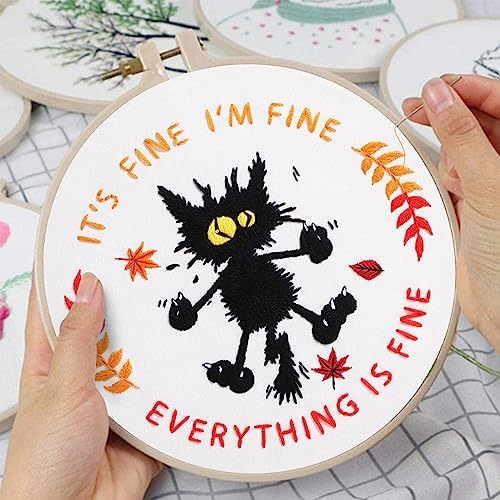 Louise Maelys Everything is Fine Embroidery Kit for Beginners Cat DIY - Image 3