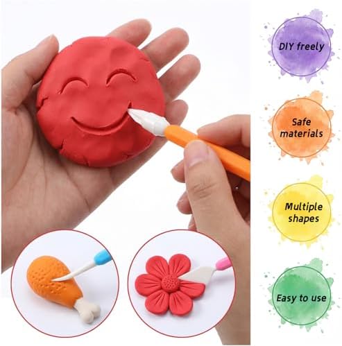 9 Pcs Air Dry Clay Tools, Double Head Clay Sculpting Tools for Adults Plastic Polymer Clay Tool for Molding Shaping Carving Dotting Trimming Pottery Cake Decoration DIY Craft - Image 4