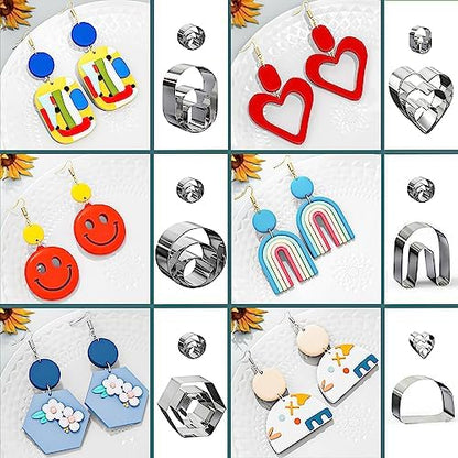 Clay Earring Making kit,32 Cutters,24 Clay,30 Hooks&Rings,Gift Box for Teen - Image 3
