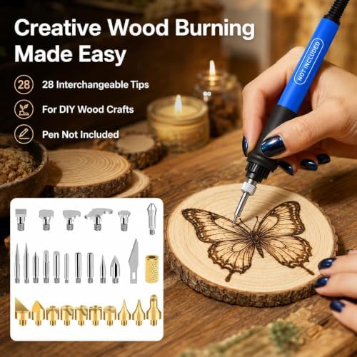 28 Pcs Wood Burning Tips Set, Stippling Tool Tips for Pyrography DIY Crafts - Image 3