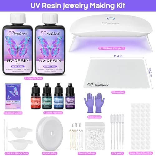 HeyClear UV Resin Kit Jewelry Making Supplies with 18 LEDs Large UV Light - Image 5