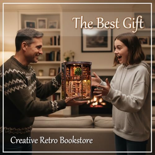 DIY Miniature Dollhouse Kit Book Nook Library with LED Light, Wooden 3D Miniature House Craft Kit for Adults, Bookshelf Insert Decor Gift - Image 6
