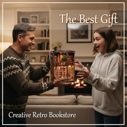 DIY Miniature Dollhouse Kit Book Nook Library with LED Light, Wooden 3D Miniature House Craft Kit for Adults, Bookshelf Insert Decor Gift - Image 6