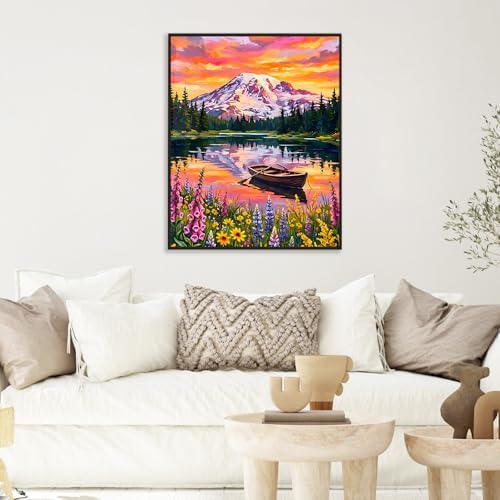 Paint by Numbers Kit for Adults, Mountain Lake Number Painting Canvas Kit - Image 6