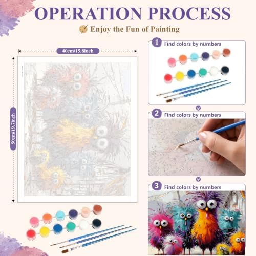 Funny Chicken Paint by Numbers Kit On Canvas for Adults Beginners 16x20In - Image 6