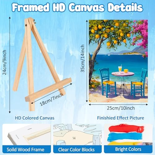 MAXBYE Framed Paint By Numbers Kits for Adults with Wooden Easel, DIY Landscape Adult Paint by Number Kits, Oil Acrylic Paintings Kit for Beginners Gift Home Wall Garden Decor 10×14 Inch - Image 3