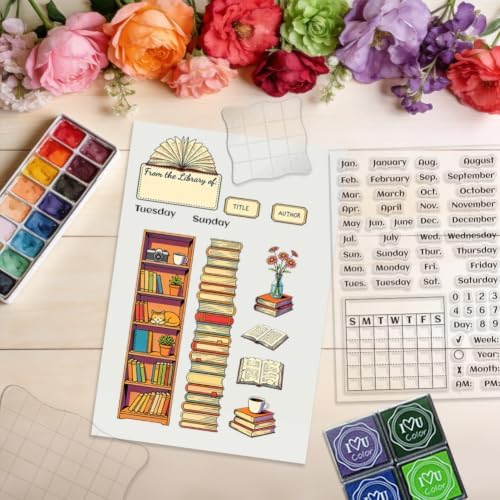 6Pcs Diary Journal Clear Stamps for Card Making, Star Rating Silicone Stamps for Crafting&DIY Scrapbooking, Weather & Reading Icons Journaling Decor - Image 7